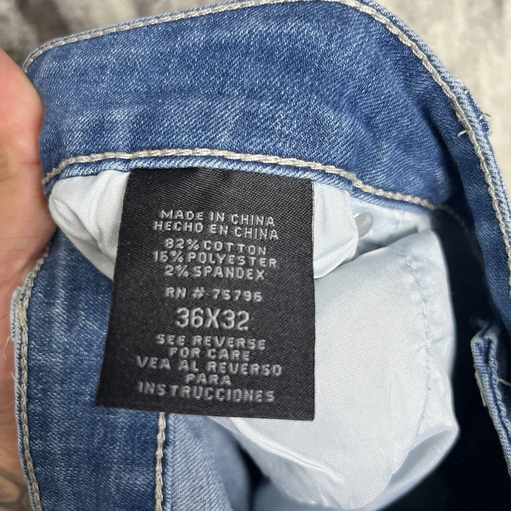 Waimea Moto Skinny Fit Jeans Men's 36x32 Blue Acid Wash Y2K Writing‎ Graffiti